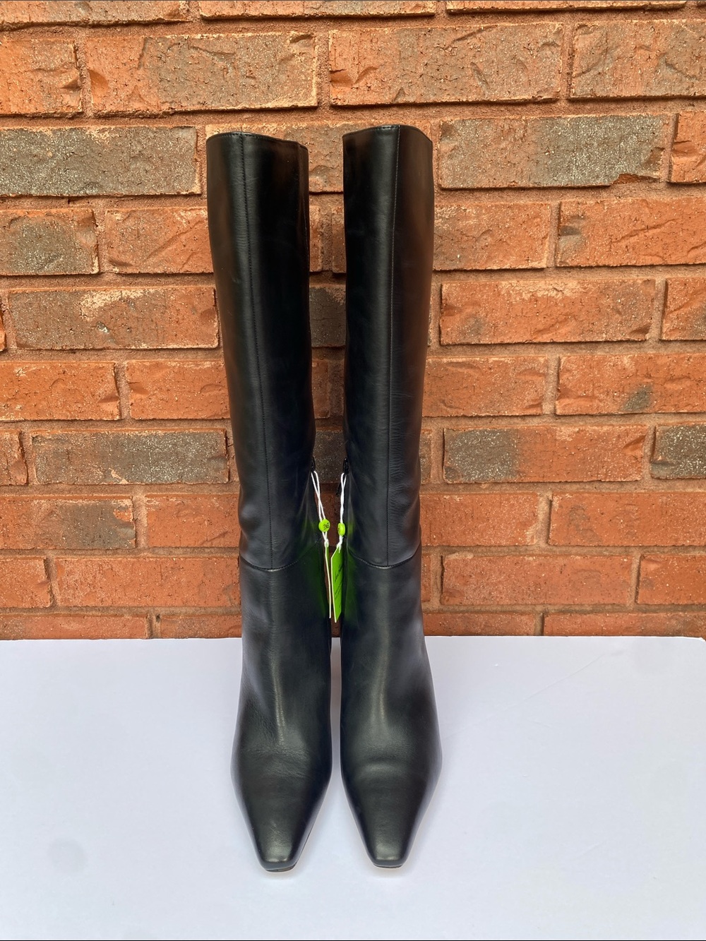 NWT Sam Edelman Black Leather Square Toe Knee-High Boots 7